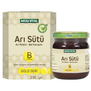 Aksu Vital Arı Sütü Arı Poleni Ham Bal 7000 Mg 230 Gr görseli.