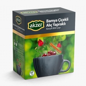 Akzer Bamya Çiçekli Alıç Yapraklı Çay 60’lı Süzen Poşet görseli.